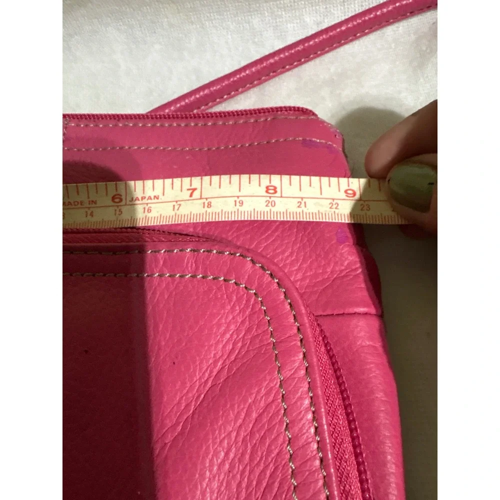 Tignanello Pink Leather‎ Crossbody Bag Zip Pockets Shoulder Handbag Purse